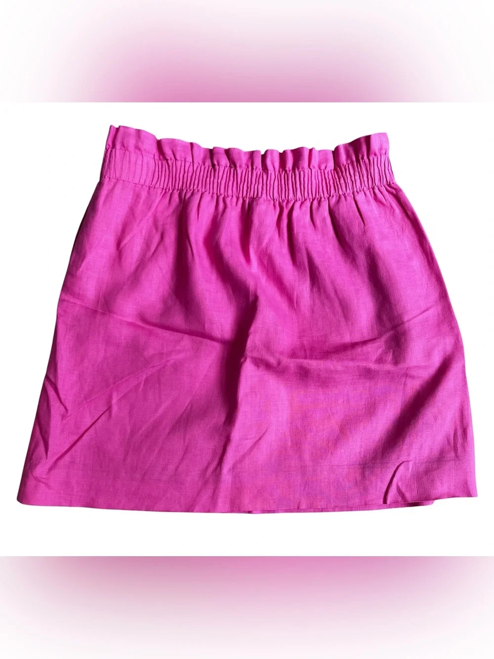 J.Crew Pink 100% Linen Paperbag Waist Mini Skirt Size 4